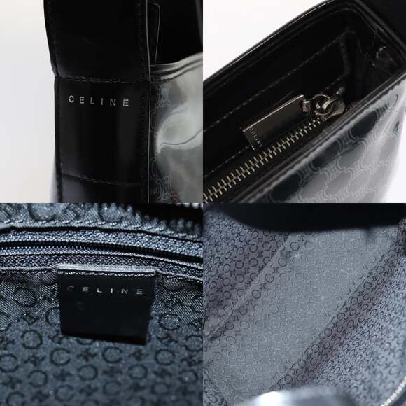 CELINE Macadam Canvas Shoulder Bag Vinyl Black - Picture 11 of 12
